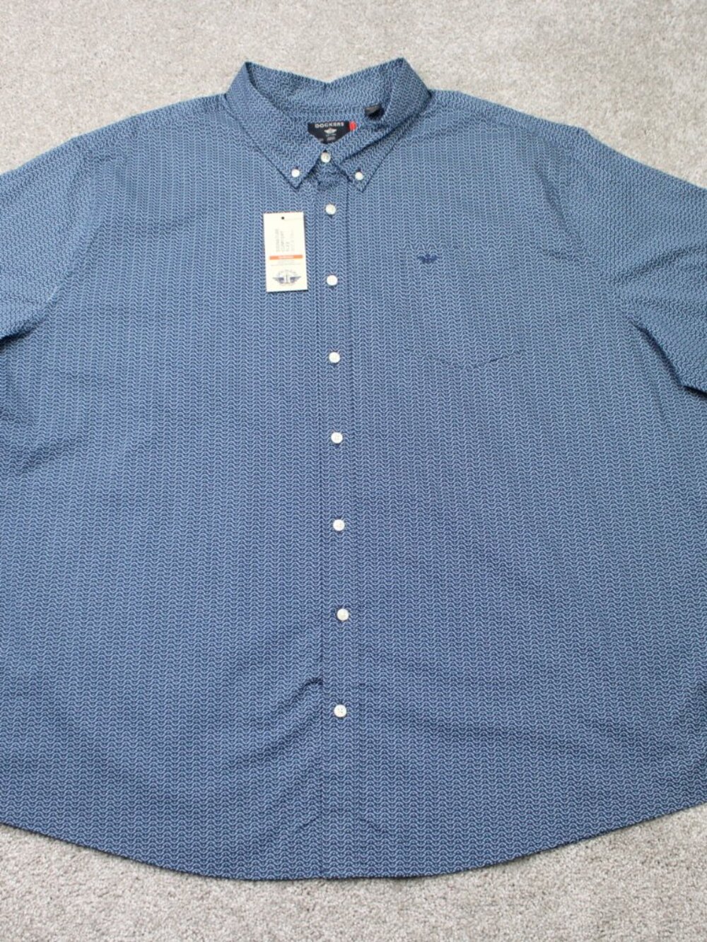 Dockers Shirt NWT Mens 4XL Blue Geometric Signature Comfort Flex No Wrinkle S/S